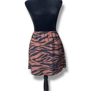 NWT Another Reason Wm 10 Bold Orange Zebra Print Elastic Waist A-line Mini Skirt